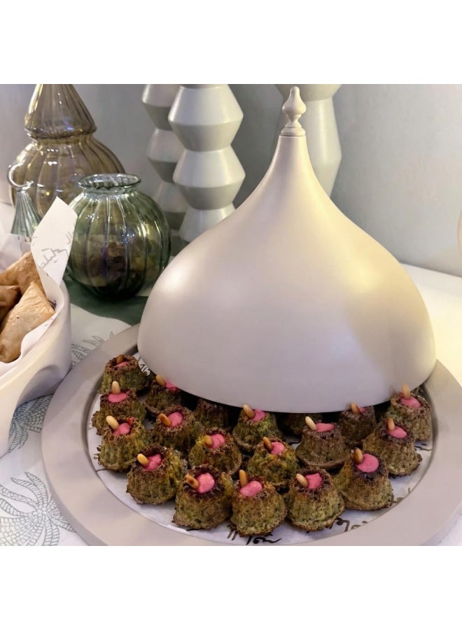 Mado Gallery  Ivory Conical Dessert & Dates Stand with Tassel – Ramadan & Eid Table Decor, Majlis Sweet Holder, Holds 1–2 kg - Image 4